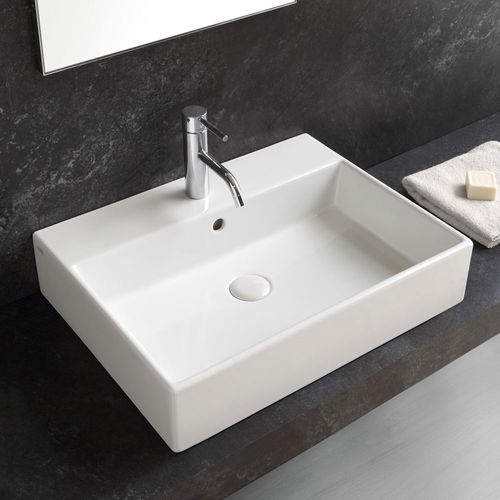 Подвесная раковина - SMILE - GLOSSY WHITE - Ceramica Cielo - из керамики / с регулируемым зеркалом / прямоугольная