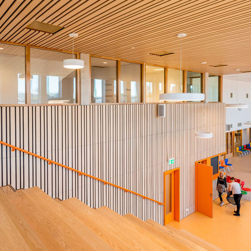 Облицовка из дерева - Derako&reg; Veneered Linear Wall - Hunter Douglas Architectural - для внутренней стенки / с крепежной клипсой / современная