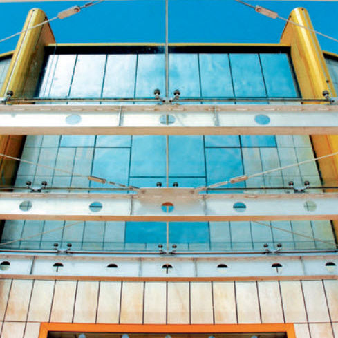 Панельная тонкостенная перегородка - POLIEDRA-SKY GLASS 180 - METRA Building - из стекла / из нержавеющей стали / прозрачная
