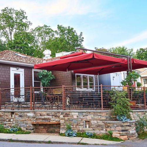 Направляемый зонт от солнца - GEMELLI STEEL - Edengarden Patio Umbrellas - настенный / из акриловой ткани / из алюминия