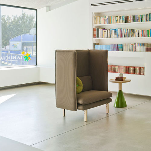Современное кресло - REW - SANCAL - из ткани / с высокой спинкой / серое