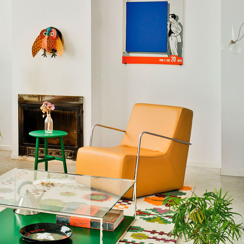 Современное клубное кресло - CLUB - SANCAL - из ткани / коричневое / белое