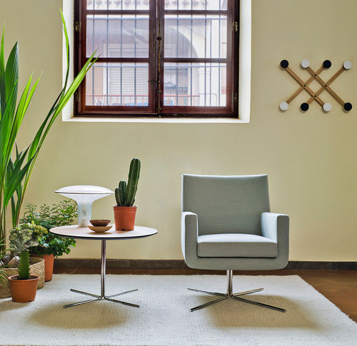 Современное кресло - MOSS - SANCAL - из ткани / черное / серое