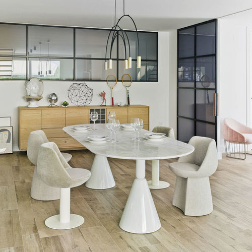 Современный обеденный стол - PION - SANCAL - из дерева / из кожи / овальный