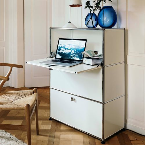 Современный секретарский стол - USM Haller - USM Modular Furniture - из металла / со встроенным ящиком / на заказ