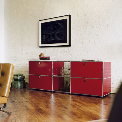 Современный буфет - USM Haller - USM Modular Furniture - из металла / из стекла / с полкой