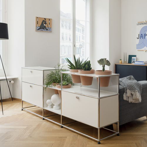 Современный буфет - World of Plants for USM Haller - USM Modular Furniture - из металла / с полкой / модульный