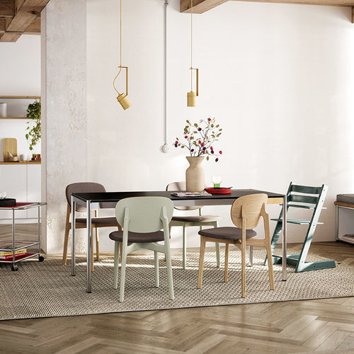 Современный обеденный стол - USM Haller - USM Modular Furniture - из МДФ / с основанием из металла / прямоугольный