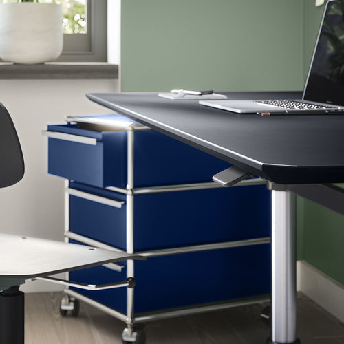 Тумба под письменный стол из металла - USM Haller - USM Modular Furniture - с 3 выдвижными ящиками / на роликах / модульная