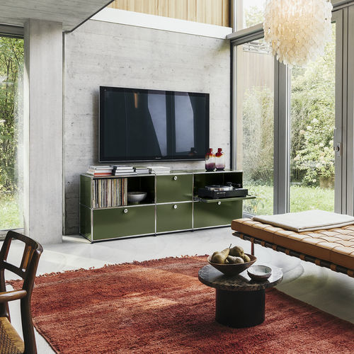Современная тумба под телевизор - USM Haller - USM Modular Furniture - со встроенным ящиком / на заказ / модульная