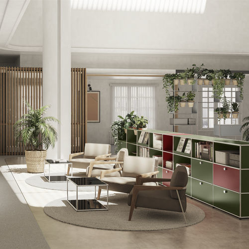 Модульный книжный шкаф - USM Haller - USM Modular Furniture - низкий / ширма / современный