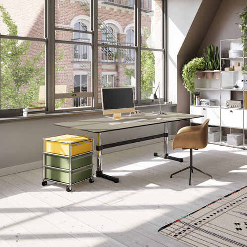 Тумба под письменный стол из металла - USM Haller - USM Modular Furniture - с 3 выдвижными ящиками / на роликах