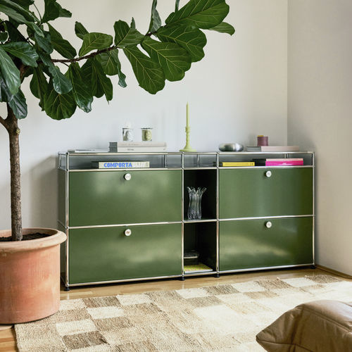 Современный стол-консоль - USM Haller - USM Modular Furniture - из металла / с основанием из металла / прямоугольный