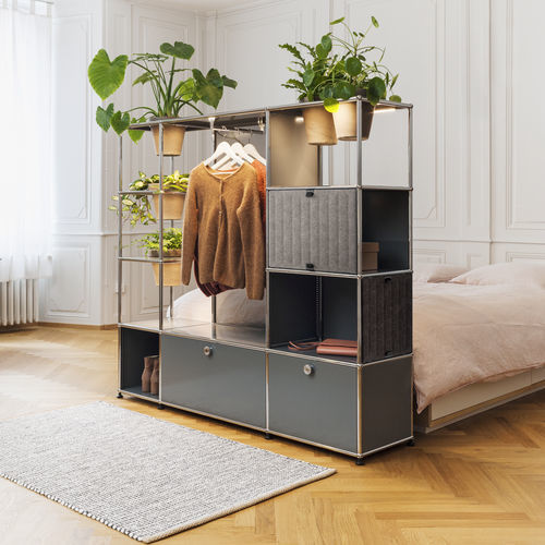 Модульный шкаф для одежды - USM Haller Soft Panel – Grey - USM Modular Furniture - современный / из синтетического волокна / из переработанного пластика