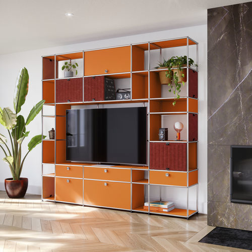 Современная тумба под телевизор - USM Haller Soft Panel – Red - USM Modular Furniture - модульная / со встроенным ящиком / из синтетического волокна