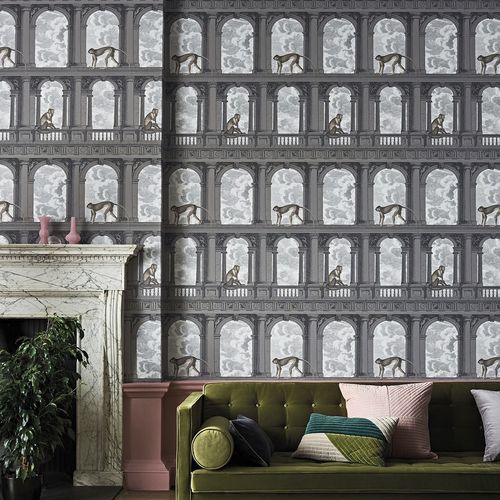 Классический обои - Procuratie con vista - Cole&Son - из ткани / с рисунком животных / синий