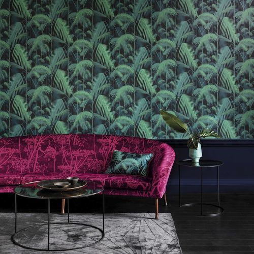 Современный обои - Palm Jungle - Cole&Son - из ткани / природный мотив / белый