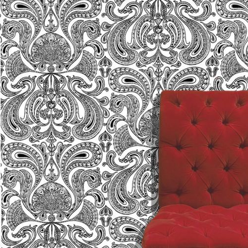 Классический обои - Malabar - Cole&Son - из ткани / мотив барокко / белый