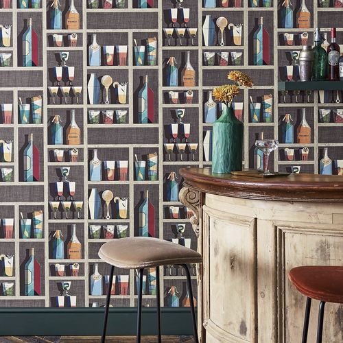 Современный обои - Cocktails - Cole&Son - из ткани / с рисунком / белый
