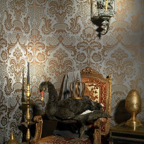 Современный обои - Carmen - Cole&Son - из ткани / дамасский / зеленый