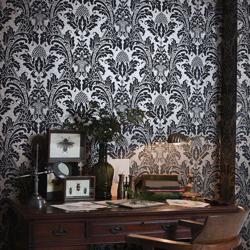 Стилизованный обои - Blake - Cole&Son - из ткани / дамасский / белый
