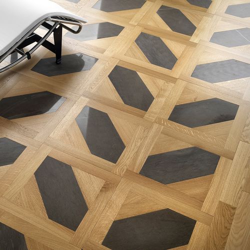 Паркет из массивной доски - SOPHIE - NATURAL OAK - PARQUET IN - с керамической инкрустацией / промасленный / приклеиваемый