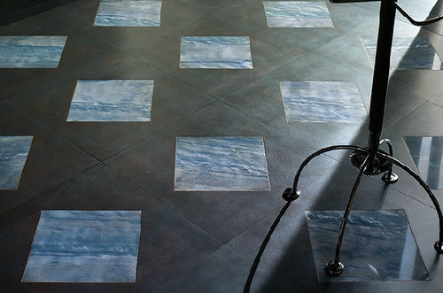 Паркет из массивной доски - LIGHT BLUE - PARQUET IN - с мраморной инкрустацией / окрашенный / приклеиваемый
