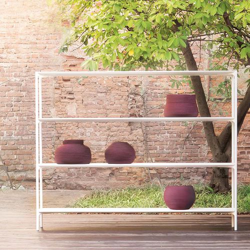 Современный стеллаж - PLANO - PAOLA LENTI - из полированной стали / из бетона / для сада