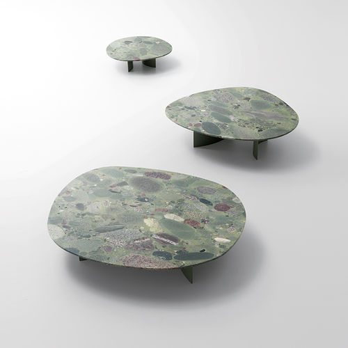 Современный журнальный столик - ISOLE - PAOLA LENTI - из гранита / с основанием из нержавеющей стали / для бытового использования