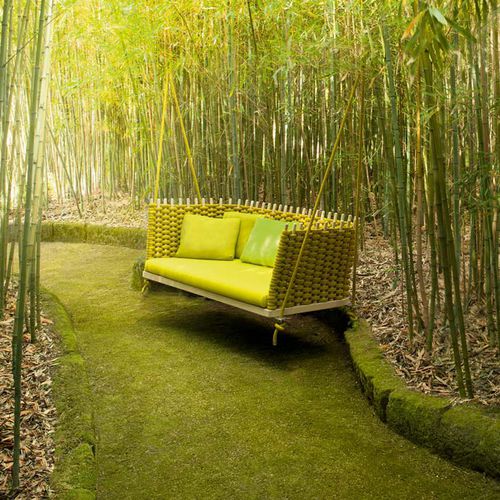 Качель из дерева - WABI - PAOLA LENTI - из ткани / из веревки / подвесная