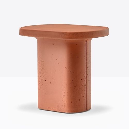Современный журнальный столик - CAEMENTUM CMT 40x30x35 - PEDRALI - из цемента / с основанием из цемента / овальный