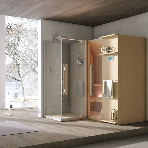 Инфракрасная сауна - CUNA SHOWER - HAFRO srl - для бытового использования / из гемлока / из закаленного стекла
