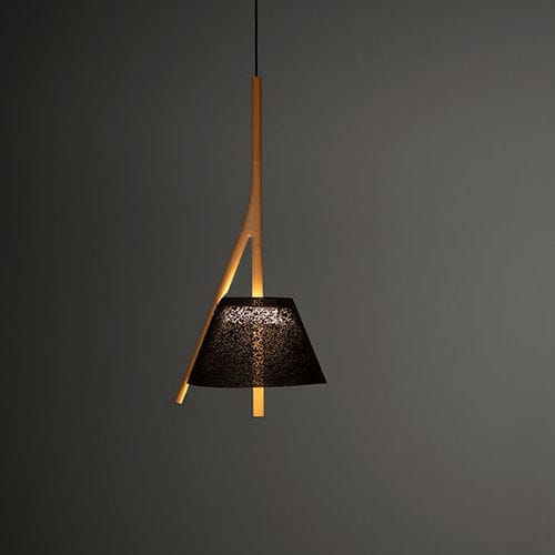 Подвесная лампа - Cambo CM104G - a emotional light - из сетки из нержавеющей стали / дерево / минималистский дизайн