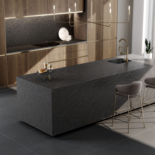 Рабочая поверхность из Silestone® - Le chic : Bohemian Flame - Cosentino - для кухни / серая / с квадратным краем