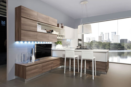 Современная кухня - CORINE - Torchetti Cucine - из фанерованной древесины / L-образная / без ручки