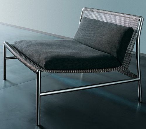 Современное низкое кресло - HI TECH  - Living Divani - из ткани / из кожи / из нержавеющей стали