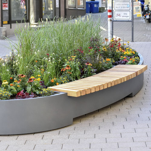 Кадка для садовых растений из стали - MOBILE GREEN ISLES OVAL - Streetlife - овальная / со встроенной скамьей / современная