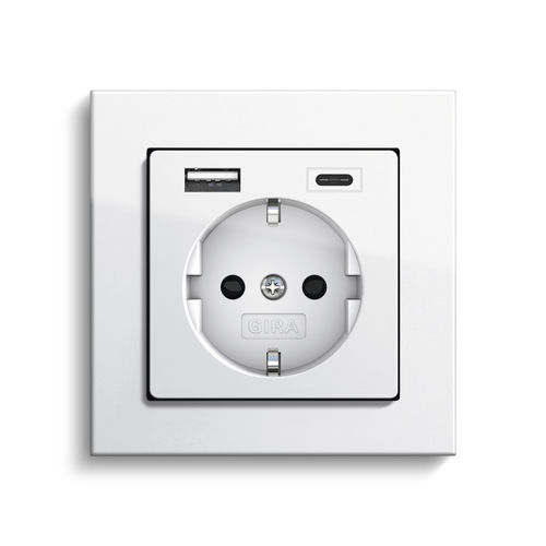 Розетка тока - SCHUKO USB A &amp; C - Gira - USB / тройная / настенная
