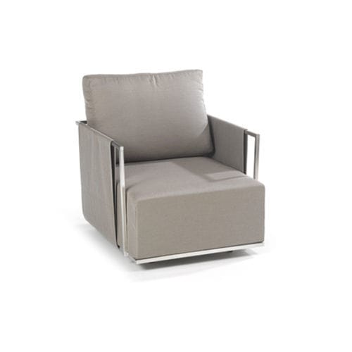Современное кресло - SUITE LOUNGE - FISCHER MÖBEL - из Sunbrella® / из нержавеющей стали / с опорой для ступней