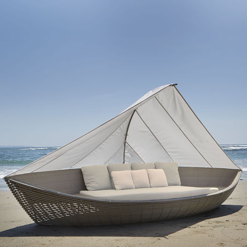 Садовая кровать с балдахином - SAILBOAT - SKY LINE DESIGN - двуспальная / уникальный дизайн / из ротанга