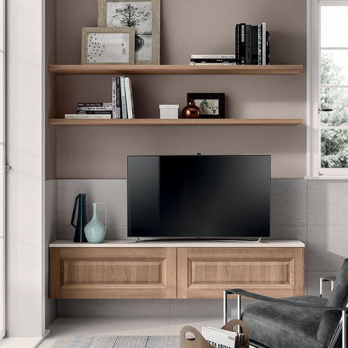 Современный настенный комплект для ТВ - LIVING EASY - SCAVOLINI - из меламина