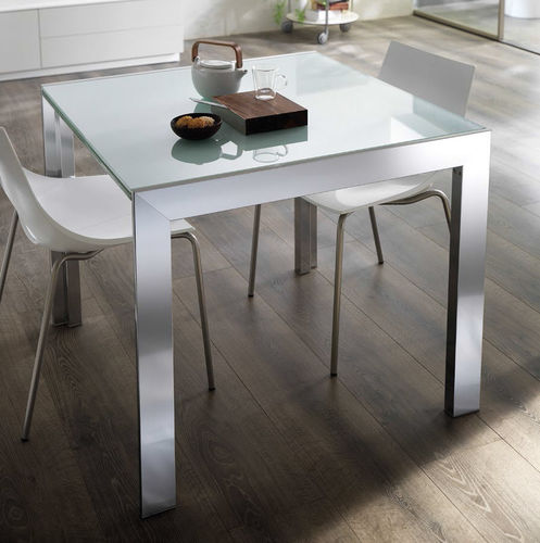 Современный обеденный стол - EVOLUTION - SCAVOLINI - из закаленного стекла / с основанием из алюминия / прямоугольный