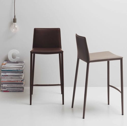 Современный барный стул - UNIQUE - SCAVOLINI - для интерьера / из кожи / с основанием из окрашенного металла