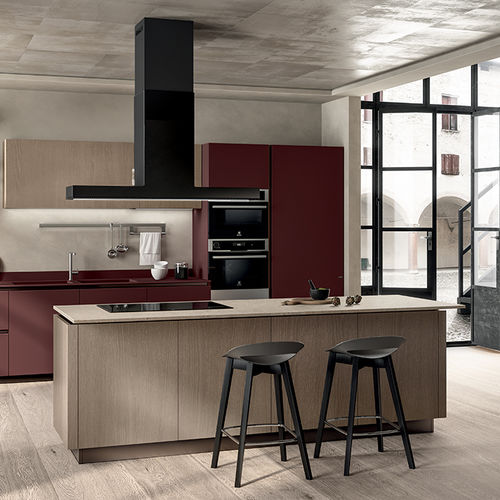 Современная кухня - LIBERAMENTE - SCAVOLINI - из фанерованной древесины / из стекла / из кварца