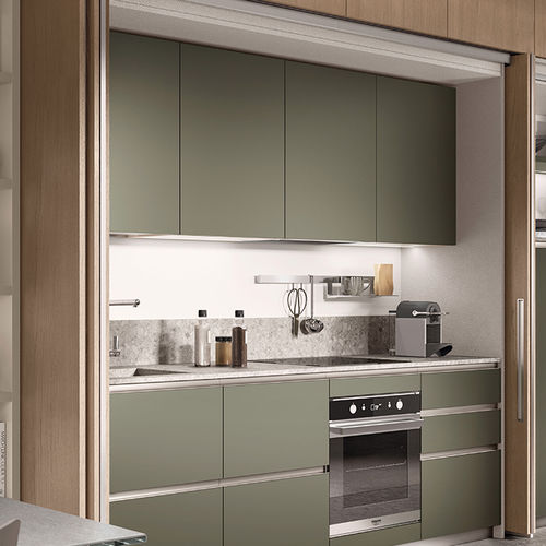 Современная кухня - BOXI - SCAVOLINI - из фанерованной древесины / из камня / из нержавеющей стали