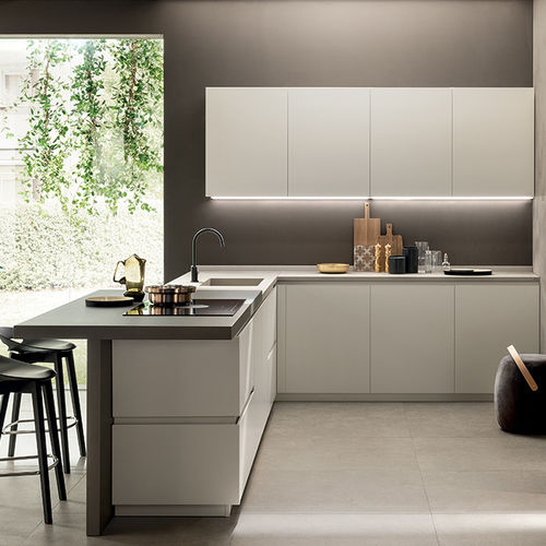 Современная кухня - DELINEA - SCAVOLINI - из фанерованной древесины / из дымчатого стекла / из алюминия