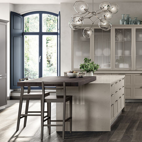 Современная кухня - CARATTERE - SCAVOLINI - из фанерованной древесины / из дуба / из стекла