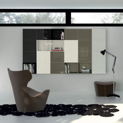 Модульный книжный шкаф - LIVING TETRIX - SCAVOLINI - настенный / от пола до потолка / современный