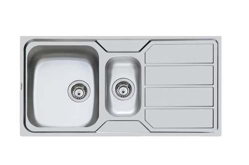 Кухонная раковина 2 чаши - S1000 97.1,5V.3,5".STD - 1197 16* - Foster spa - с сушкой / из нержавеющей стали / встраиваемая сверху