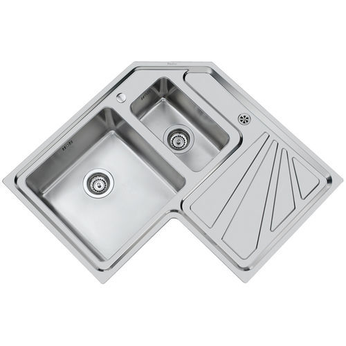 Кухонная раковина 2 чаши - ANGOLARE 3308.STD - 3308 050 - Foster spa - с сушкой / из нержавеющей стали / встраиваемая сверху